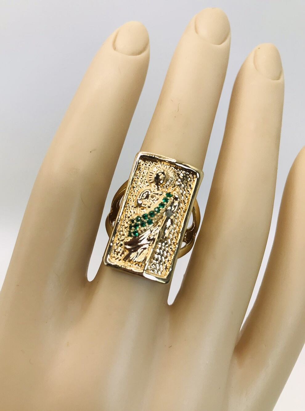 14k Gold Plated Saint Jude Ring Oro Laminado Sz 7 San Judas Juditas Tadeo Anillo